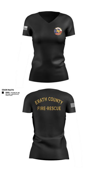 Womens Short Sleeve Vneck Shirt, Erath county fire and rescue, Fire Department, Teamtime, Team time, sublimation, custom sports apparel, team uniforms, spirit wear, spiritwear, sports uniforms, custom shirts, team store, custom team store, fundraiser sports, apparel fundraiser