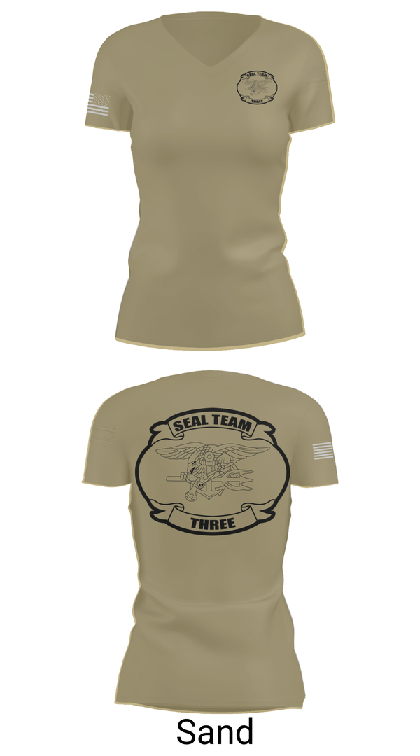 Womens Short Sleeve Vneck Shirt, SEAL team 3, Navy, Teamtime, Team time, sublimation, custom sports apparel, team uniforms, spirit wear, spiritwear, sports uniforms, custom shirts, team store, custom team store, fundraiser sports, apparel fundraiser