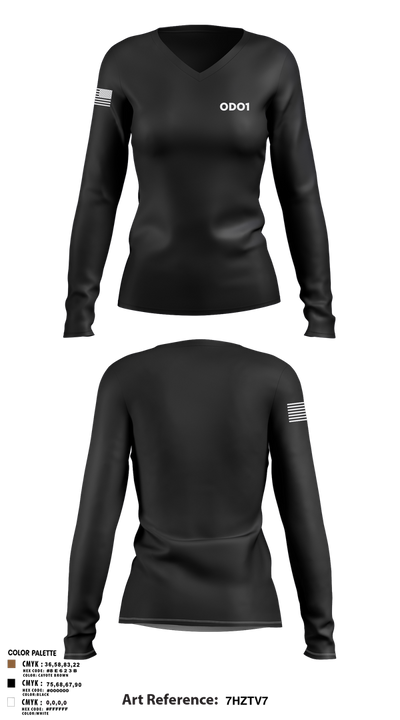 ODO1 96480640 Women's Long Sleeve V-neck Shirt - 3