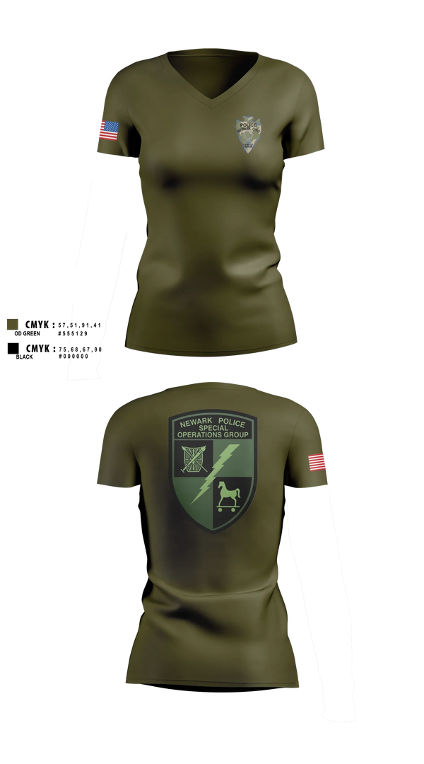 Womens Short Sleeve Vneck Shirt, Newark Police Special Operations Group, Police, Teamtime, Team time, sublimation, custom sports apparel, team uniforms, spirit wear, spiritwear, sports uniforms, custom shirts, team store, custom team store, fundraiser sports, apparel fundraiser