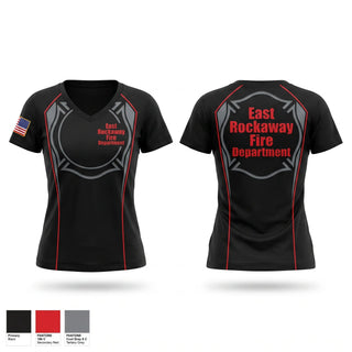 Womens Short Sleeve Vneck Shirt, East Rockaway Fire Department, Fire Department, Teamtime, Team time, sublimation, custom sports apparel, team uniforms, spirit wear, spiritwear, sports uniforms, custom shirts, team store, custom team store, fundraiser sports, apparel fundraiser
