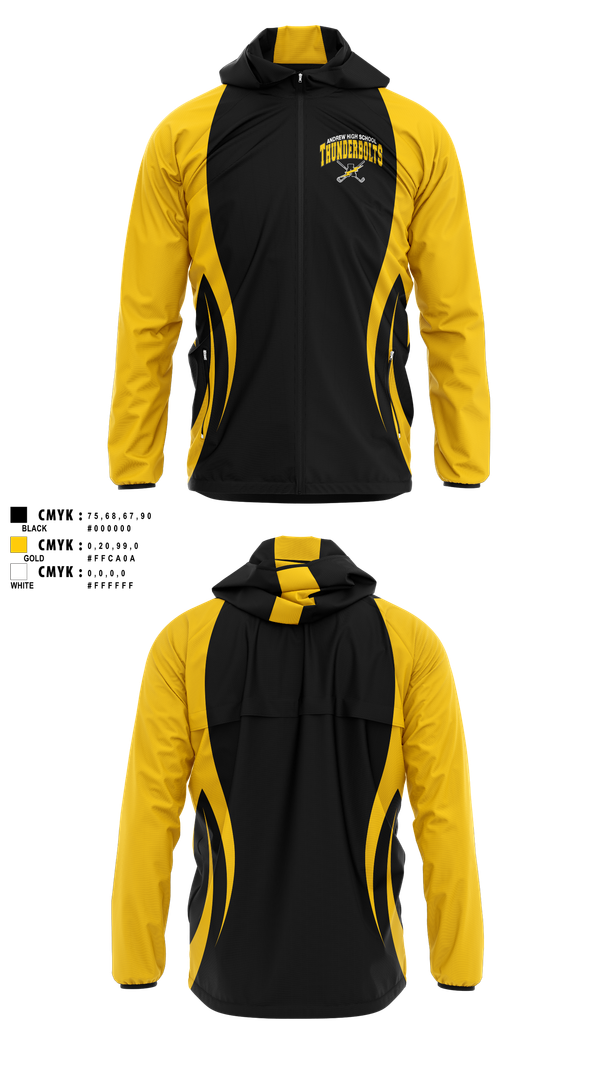 Windbreaker, Andrew Thunderbolts Golf, Golf, Teamtime, Team time, sublimation, custom sports apparel, team uniforms, spirit wear, spiritwear, sports uniforms, custom shirts, team store, custom team store, fundraiser sports, apparel fundraiser