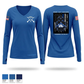 Womens Long Sleeve Vneck Shirt, Lexington Police Honor Guard, Police, Teamtime, Team time, sublimation, custom sports apparel, team uniforms, spirit wear, spiritwear, sports uniforms, custom shirts, team store, custom team store, fundraiser sports, apparel fundraiser