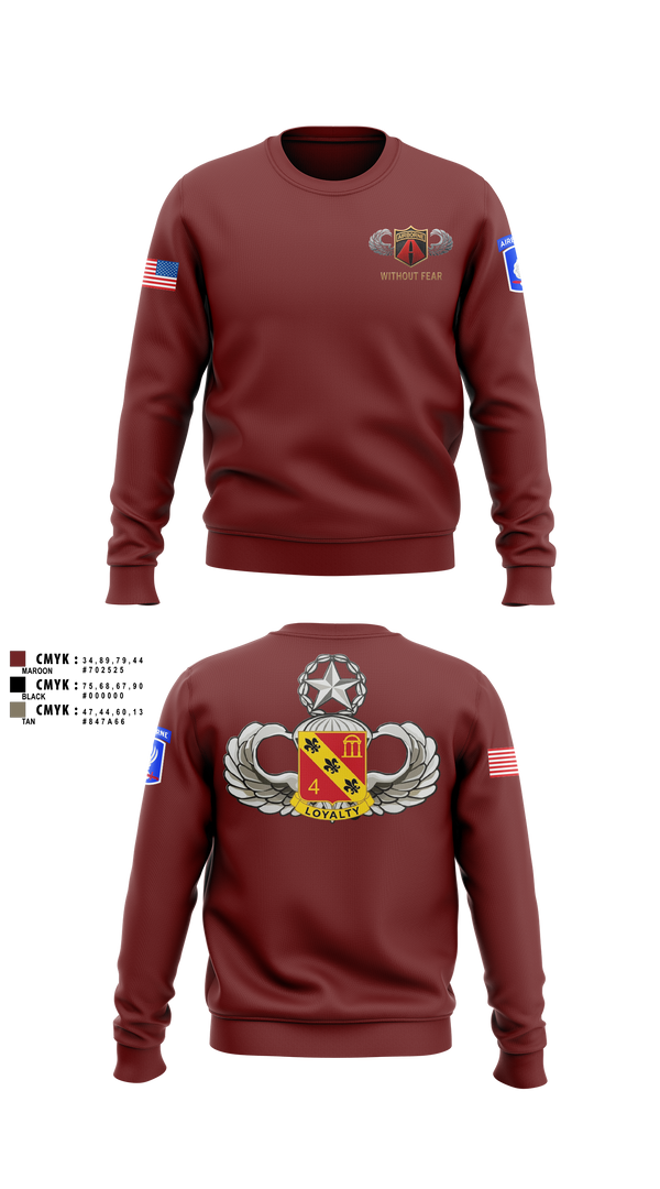 Crew Neck Sweatshirt, 4-319 AFAR, Assassin Battery, Army, Teamtime, Team time, sublimation, custom sports apparel, team uniforms, spirit wear, spiritwear, sports uniforms, custom shirts, team store, custom team store, fundraiser sports, apparel fundraiser