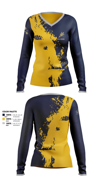 Blue Demons 16411864 Women's Long Sleeve V-neck Shirt - 1