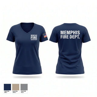 Womens Short Sleeve Vneck Shirt, Memphis fire department, Fire Department, Teamtime, Team time, sublimation, custom sports apparel, team uniforms, spirit wear, spiritwear, sports uniforms, custom shirts, team store, custom team store, fundraiser sports, apparel fundraiser