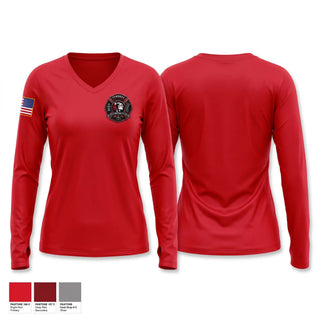 Womens Long Sleeve Vneck Shirt, Tyronza Fire & Rescue, Fire Department, Teamtime, Team time, sublimation, custom sports apparel, team uniforms, spirit wear, spiritwear, sports uniforms, custom shirts, team store, custom team store, fundraiser sports, apparel fundraiser