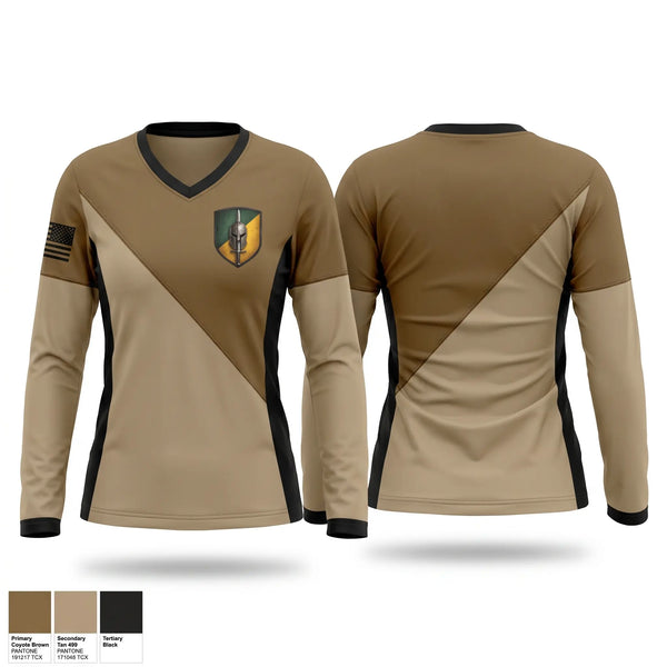 Womens Long Sleeve Vneck Shirt, 142d Military Police Brigade, Army, Teamtime, Team time, sublimation, custom sports apparel, team uniforms, spirit wear, spiritwear, sports uniforms, custom shirts, team store, custom team store, fundraiser sports, apparel fundraiser