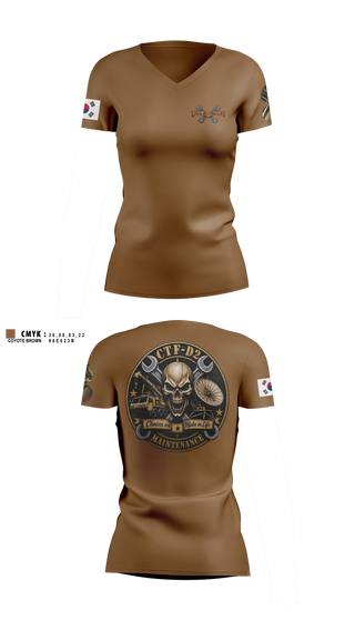Womens Short Sleeve Vneck Shirt, CTF D-2, Army, Teamtime, Team time, sublimation, custom sports apparel, team uniforms, spirit wear, spiritwear, sports uniforms, custom shirts, team store, custom team store, fundraiser sports, apparel fundraiser