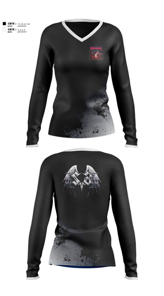 Womens Long Sleeve Vneck Shirt, Severed Angel, Rugby, Teamtime, Team time, sublimation, custom sports apparel, team uniforms, spirit wear, spiritwear, sports uniforms, custom shirts, team store, custom team store, fundraiser sports, apparel fundraiser
