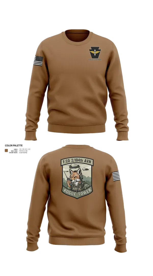 Crew Neck Sweatshirt, Fox company 2/104th avn, National Guard, Teamtime, Team time, sublimation, custom sports apparel, team uniforms, spirit wear, spiritwear, sports uniforms, custom shirts, team store, custom team store, fundraiser sports, apparel fundraiser