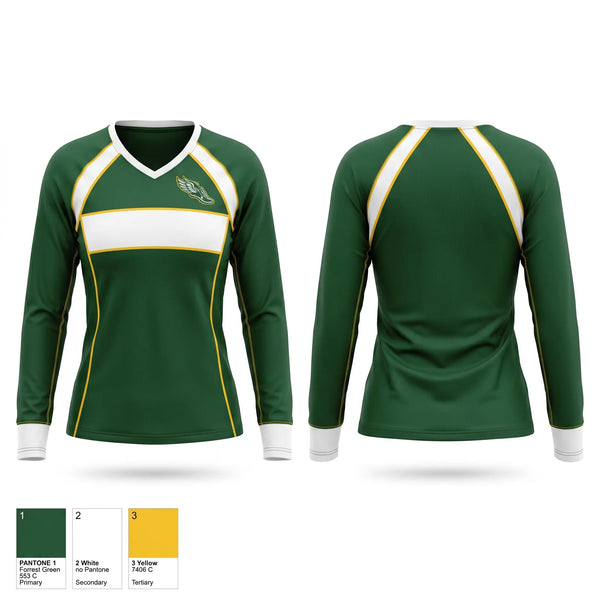 Womens Long Sleeve Vneck Shirt, Schuyler High School, Track & Field, Teamtime, Team time, sublimation, custom sports apparel, team uniforms, spirit wear, spiritwear, sports uniforms, custom shirts, team store, custom team store, fundraiser sports, apparel fundraiser