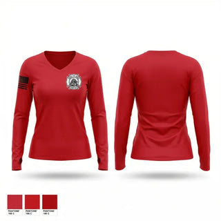 Womens Long Sleeve Vneck Shirt, Vent The Roof Ministry, Fire Department, Teamtime, Team time, sublimation, custom sports apparel, team uniforms, spirit wear, spiritwear, sports uniforms, custom shirts, team store, custom team store, fundraiser sports, apparel fundraiser