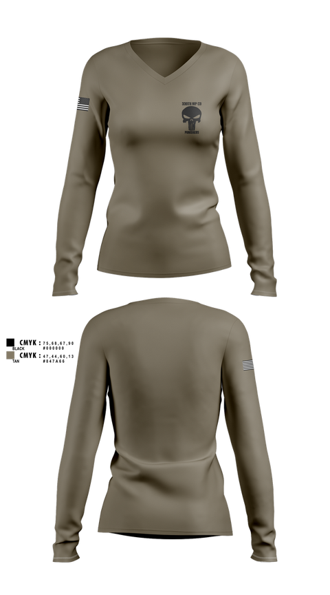 Womens Long Sleeve Vneck Shirt, 330th MP Co, National Guard, Teamtime, Team time, sublimation, custom sports apparel, team uniforms, spirit wear, spiritwear, sports uniforms, custom shirts, team store, custom team store, fundraiser sports, apparel fundraiser