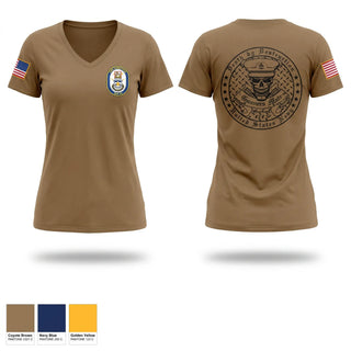 Womens Short Sleeve Vneck Shirt, USS COMSTOCK, Navy, Teamtime, Team time, sublimation, custom sports apparel, team uniforms, spirit wear, spiritwear, sports uniforms, custom shirts, team store, custom team store, fundraiser sports, apparel fundraiser