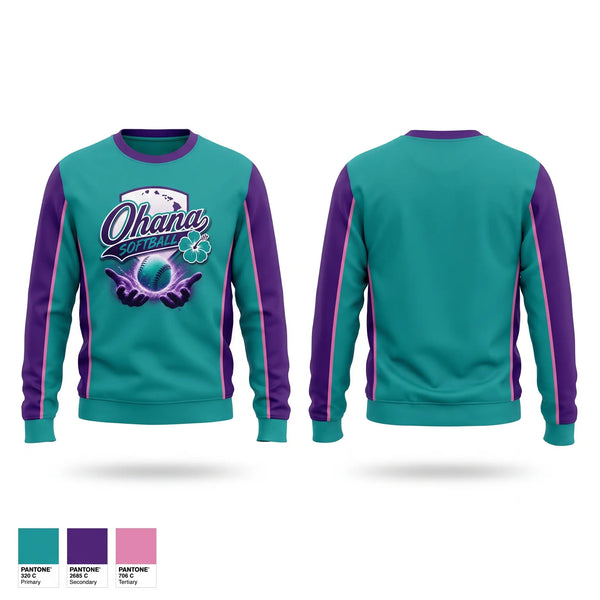 Crew Neck Sweatshirt, Ohana, Softball, Teamtime, Team time, sublimation, custom sports apparel, team uniforms, spirit wear, spiritwear, sports uniforms, custom shirts, team store, custom team store, fundraiser sports, apparel fundraiser
