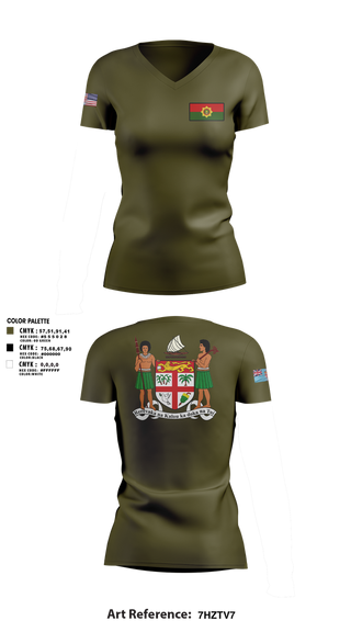 Womens Short Sleeve Vneck Shirt, Republic Of Fiji Military Forces, Army, Teamtime, Team time, sublimation, custom sports apparel, team uniforms, spirit wear, spiritwear, sports uniforms, custom shirts, team store, custom team store, fundraiser sports, apparel fundraiser