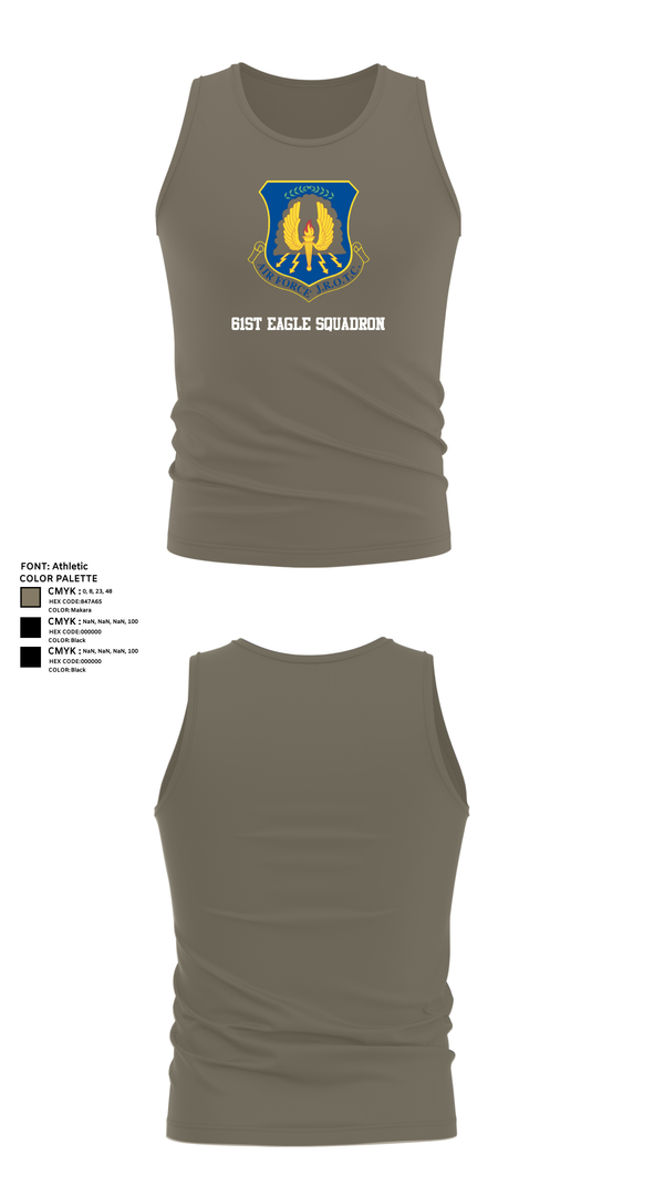 Tank Top, 61st Eagle Squadron, Air Force, Teamtime, Team time, sublimation, custom sports apparel, team uniforms, spirit wear, spiritwear, sports uniforms, custom shirts, team store, custom team store, fundraiser sports, apparel fundraiser