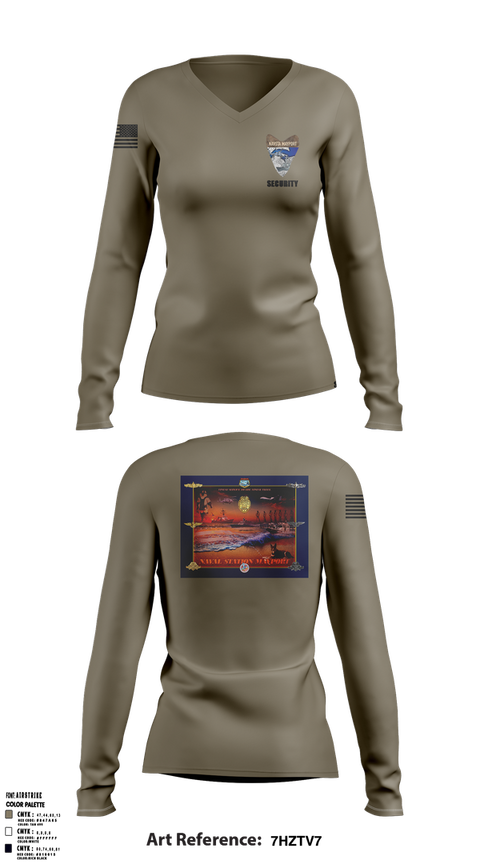 Womens Long Sleeve Vneck Shirt, NAVSTA MAYPORT SECURITY, , Teamtime, Team time, sublimation, custom sports apparel, team uniforms, spirit wear, spiritwear, sports uniforms, custom shirts, team store, custom team store, fundraiser sports, apparel fundraiser