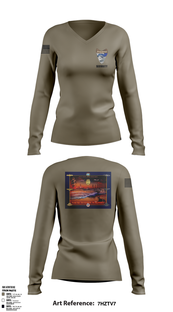 Womens Long Sleeve Vneck Shirt, NAVSTA MAYPORT SECURITY, , Teamtime, Team time, sublimation, custom sports apparel, team uniforms, spirit wear, spiritwear, sports uniforms, custom shirts, team store, custom team store, fundraiser sports, apparel fundraiser