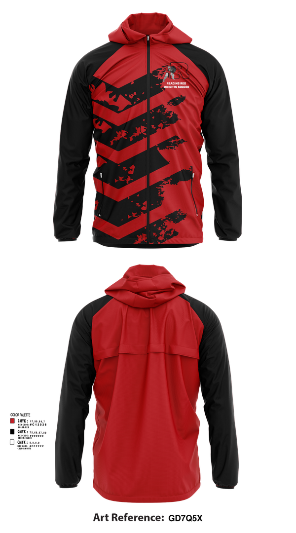 Windbreaker, Reading Red Knights Soccer, Women's Soccer, Teamtime, Team time, sublimation, custom sports apparel, team uniforms, spirit wear, spiritwear, sports uniforms, custom shirts, team store, custom team store, fundraiser sports, apparel fundraiser