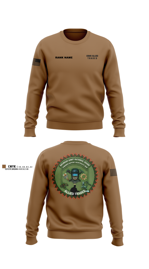 Crew Neck Sweatshirt, CSMS ALLIED TRADES, National Guard, Teamtime, Team time, sublimation, custom sports apparel, team uniforms, spirit wear, spiritwear, sports uniforms, custom shirts, team store, custom team store, fundraiser sports, apparel fundraiser
