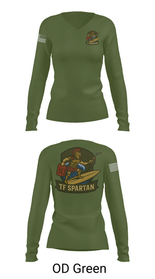 Womens Long Sleeve Vneck Shirt, Task Force Spartan, , Teamtime, Team time, sublimation, custom sports apparel, team uniforms, spirit wear, spiritwear, sports uniforms, custom shirts, team store, custom team store, fundraiser sports, apparel fundraiser