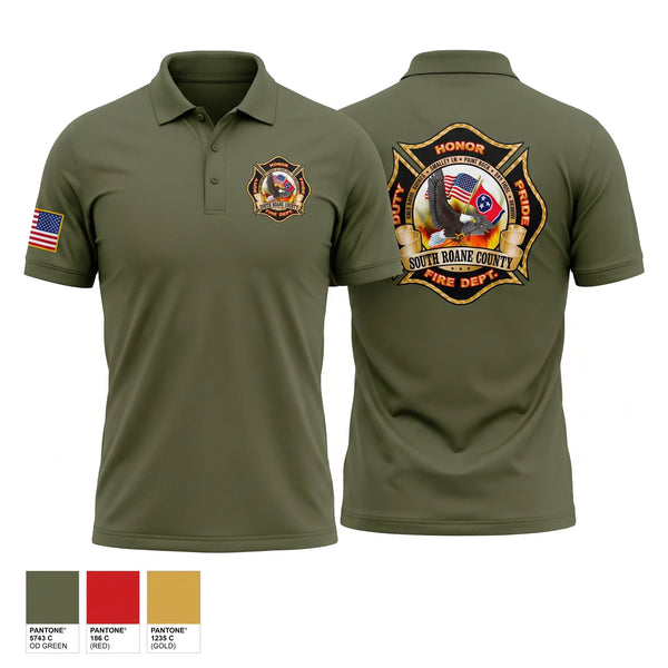 Short Sleeve Performance Polo, South Roane County, Fire Department, Teamtime, Team time, sublimation, custom sports apparel, team uniforms, spirit wear, spiritwear, sports uniforms, custom shirts, team store, custom team store, fundraiser sports, apparel fundraiser