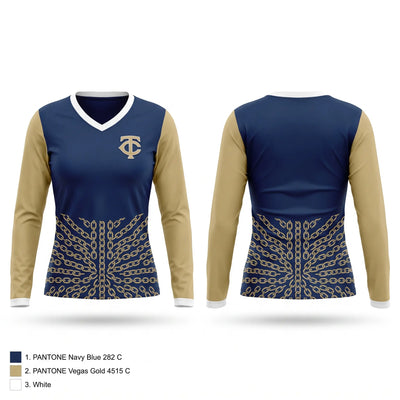 Tattnall County Warriors Women's Long Sleeve V-neck Shirt - 1