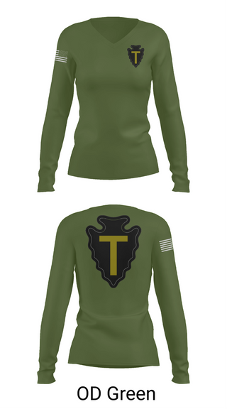 Womens Long Sleeve Vneck Shirt, B CO 3-141, Army, Teamtime, Team time, sublimation, custom sports apparel, team uniforms, spirit wear, spiritwear, sports uniforms, custom shirts, team store, custom team store, fundraiser sports, apparel fundraiser