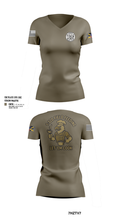 1-320th 33901003 Women's Short Sleeve V-neck Shirt - 100