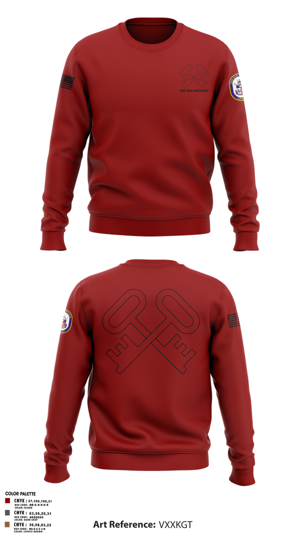 Crew Neck Sweatshirt, Uss San Antonio, Navy, Teamtime, Team time, sublimation, custom sports apparel, team uniforms, spirit wear, spiritwear, sports uniforms, custom shirts, team store, custom team store, fundraiser sports, apparel fundraiser