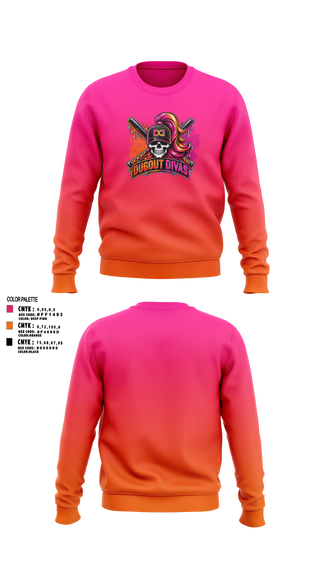 Crew Neck Sweatshirt, Dugout divas, Softball, Teamtime, Team time, sublimation, custom sports apparel, team uniforms, spirit wear, spiritwear, sports uniforms, custom shirts, team store, custom team store, fundraiser sports, apparel fundraiser