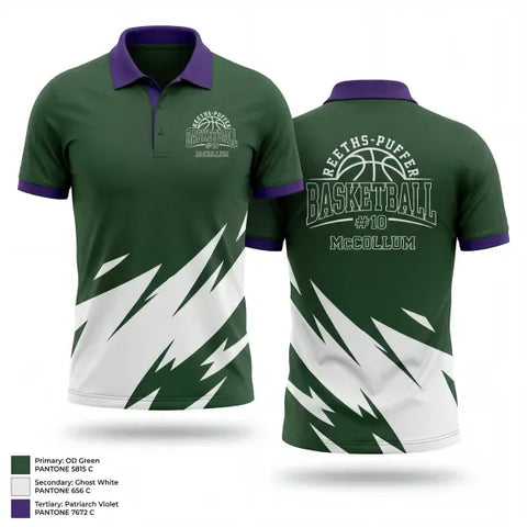 Short Sleeve Performance Polo, Reeths- puffer rockets, Men's Basketball, Teamtime, Team time, sublimation, custom sports apparel, team uniforms, spirit wear, spiritwear, sports uniforms, custom shirts, team store, custom team store, fundraiser sports, apparel fundraiser