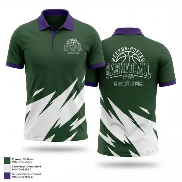 Short Sleeve Performance Polo, Reeths- puffer rockets, Men's Basketball, Teamtime, Team time, sublimation, custom sports apparel, team uniforms, spirit wear, spiritwear, sports uniforms, custom shirts, team store, custom team store, fundraiser sports, apparel fundraiser