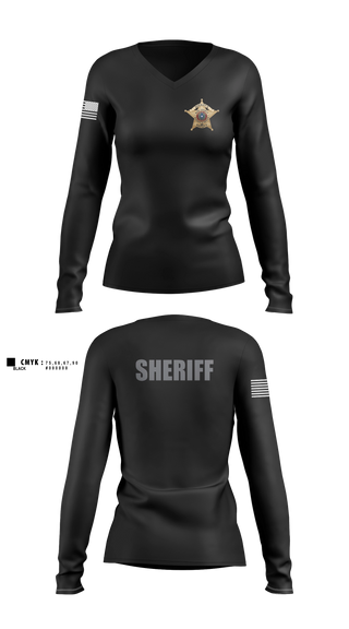 Womens Long Sleeve Vneck Shirt, WISE COUNTY SHERIFF'S OFFICE - TEXAS, Police, Teamtime, Team time, sublimation, custom sports apparel, team uniforms, spirit wear, spiritwear, sports uniforms, custom shirts, team store, custom team store, fundraiser sports, apparel fundraiser