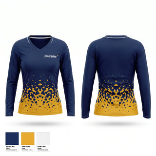 Womens Long Sleeve Vneck Shirt, Enterprise, Baseball, Teamtime, Team time, sublimation, custom sports apparel, team uniforms, spirit wear, spiritwear, sports uniforms, custom shirts, team store, custom team store, fundraiser sports, apparel fundraiser
