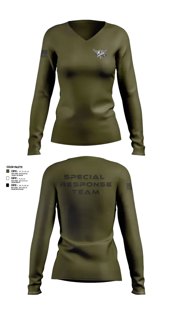 Womens Long Sleeve Vneck Shirt, Houston Fugitive Operations Alpha, Police, Teamtime, Team time, sublimation, custom sports apparel, team uniforms, spirit wear, spiritwear, sports uniforms, custom shirts, team store, custom team store, fundraiser sports, apparel fundraiser