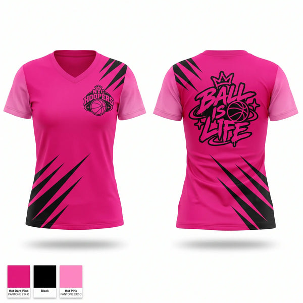 Womens Short Sleeve Vneck Shirt, hoopers, Women's Basketball, Teamtime, Team time, sublimation, custom sports apparel, team uniforms, spirit wear, spiritwear, sports uniforms, custom shirts, team store, custom team store, fundraiser sports, apparel fundraiser