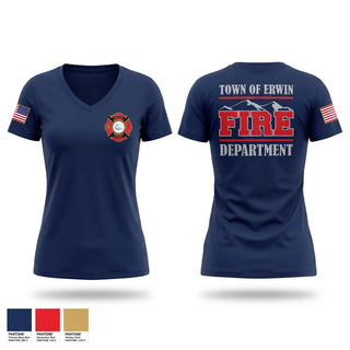 Womens Short Sleeve Vneck Shirt, Town of Erwin Fire Department, Fire Department, Teamtime, Team time, sublimation, custom sports apparel, team uniforms, spirit wear, spiritwear, sports uniforms, custom shirts, team store, custom team store, fundraiser sports, apparel fundraiser