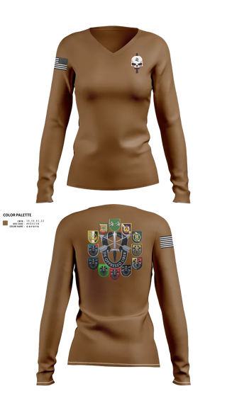 Womens Long Sleeve Vneck Shirt, HHC, STB, 528th Sustainment Brigade (SO) (A), Army, Teamtime, Team time, sublimation, custom sports apparel, team uniforms, spirit wear, spiritwear, sports uniforms, custom shirts, team store, custom team store, fundraiser sports, apparel fundraiser