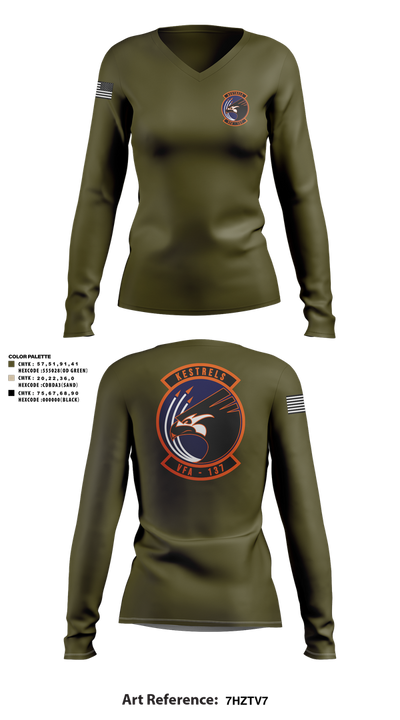 Kestrels 56714032 Women's Long Sleeve V-neck Shirt - 1