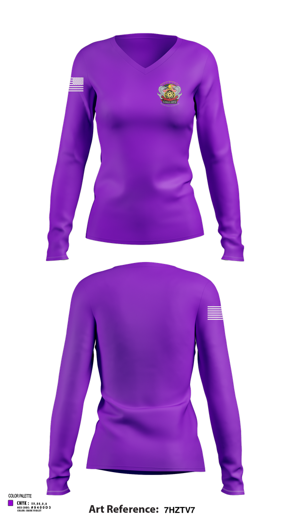Womens Long Sleeve Vneck Shirt, Kings Bay PMT, , Teamtime, Team time, sublimation, custom sports apparel, team uniforms, spirit wear, spiritwear, sports uniforms, custom shirts, team store, custom team store, fundraiser sports, apparel fundraiser