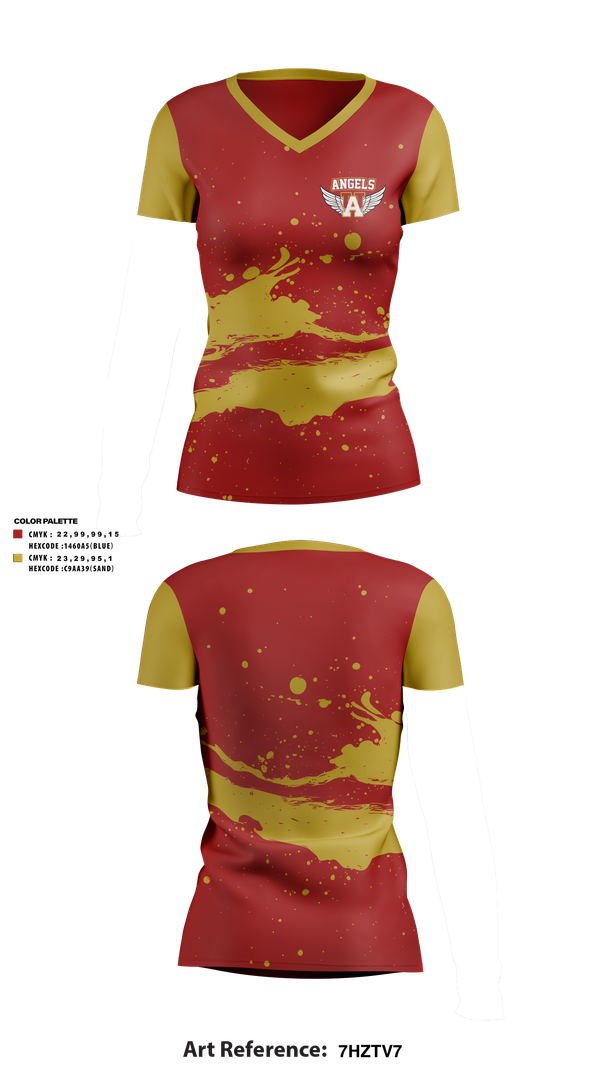 Womens Short Sleeve Vneck Shirt, Angels, , Teamtime, Team time, sublimation, custom sports apparel, team uniforms, spirit wear, spiritwear, sports uniforms, custom shirts, team store, custom team store, fundraiser sports, apparel fundraiser