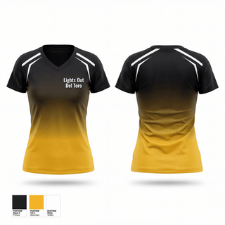 Womens Short Sleeve Vneck Shirt, Lights Out Del Toro, Softball, Teamtime, Team time, sublimation, custom sports apparel, team uniforms, spirit wear, spiritwear, sports uniforms, custom shirts, team store, custom team store, fundraiser sports, apparel fundraiser