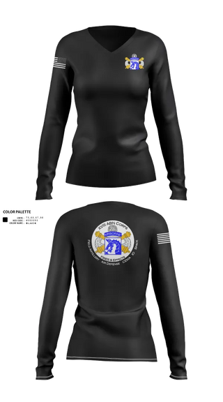 Womens Long Sleeve Vneck Shirt, XVIII Airborne Corps G34 FIRES, Army, Teamtime, Team time, sublimation, custom sports apparel, team uniforms, spirit wear, spiritwear, sports uniforms, custom shirts, team store, custom team store, fundraiser sports, apparel fundraiser