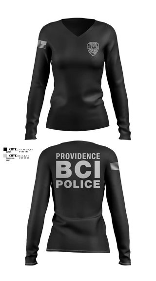 Womens Long Sleeve Vneck Shirt, Providence Police BCI, Police, Teamtime, Team time, sublimation, custom sports apparel, team uniforms, spirit wear, spiritwear, sports uniforms, custom shirts, team store, custom team store, fundraiser sports, apparel fundraiser
