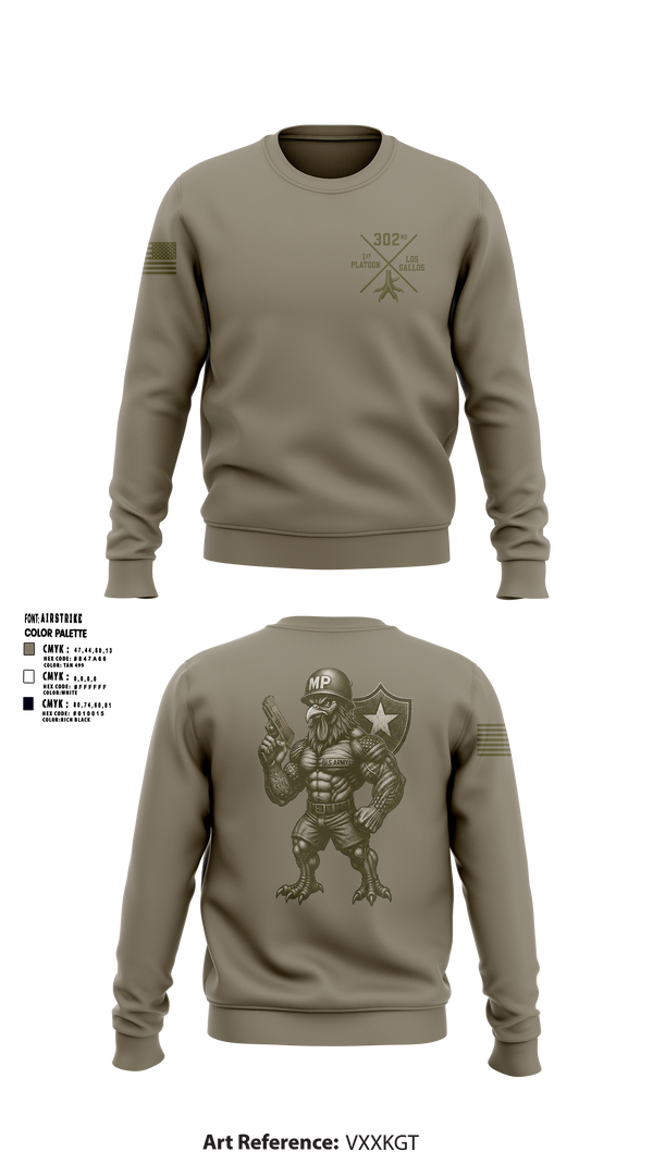 Crew Neck Sweatshirt, 1st PLT Roosters, Army, Teamtime, Team time, sublimation, custom sports apparel, team uniforms, spirit wear, spiritwear, sports uniforms, custom shirts, team store, custom team store, fundraiser sports, apparel fundraiser