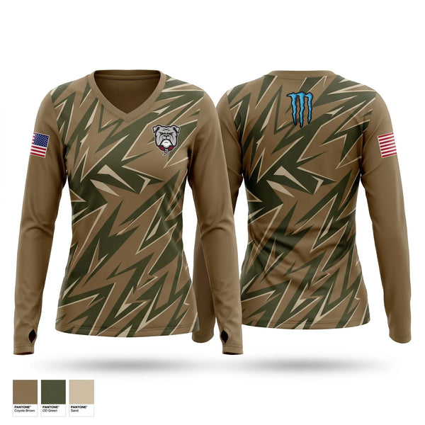 Womens Long Sleeve Vneck Shirt, Bridgeton,Nj-20021, Air Force, Teamtime, Team time, sublimation, custom sports apparel, team uniforms, spirit wear, spiritwear, sports uniforms, custom shirts, team store, custom team store, fundraiser sports, apparel fundraiser
