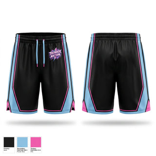 Mens Reversible Basketball Shorts, Thunder Nation, Men's Basketball, Teamtime, Team time, sublimation, custom sports apparel, team uniforms, spirit wear, spiritwear, sports uniforms, custom shirts, team store, custom team store, fundraiser sports, apparel fundraiser